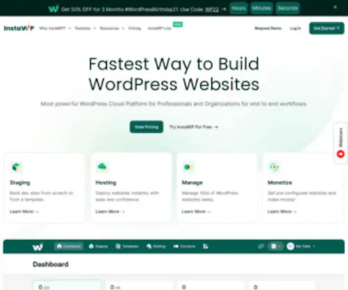 Instawp.com(Instant wordpress sandbox and test sites) Screenshot