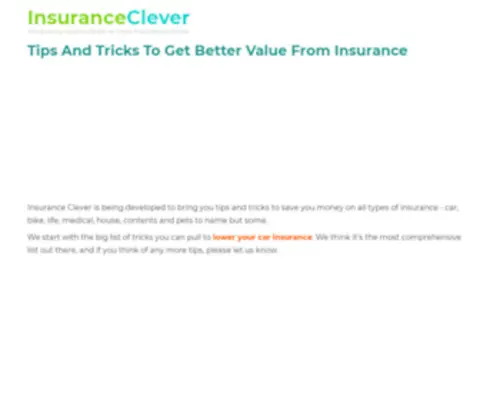 Insuranceclever.com(Tips and tricks to get better value from insurance) Screenshot