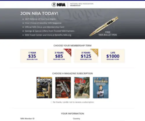 Insureyourgunrights.com(Official NRA Membership Application) Screenshot