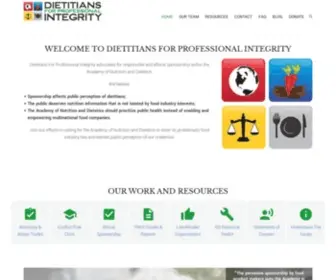 Integritydietitians.org(Dietitians for Professional Integrity) Screenshot