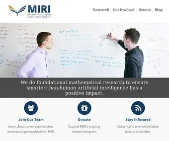 Intelligence.org(MIRI's artificial intelligence research) Screenshot