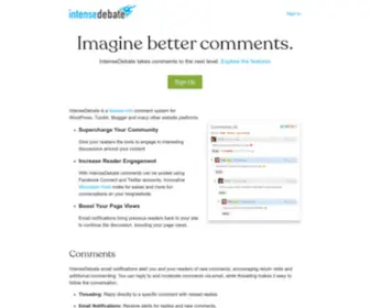 Intensedebate.com(IntenseDebate comments enhance and encourage conversation on your blog or website) Screenshot
