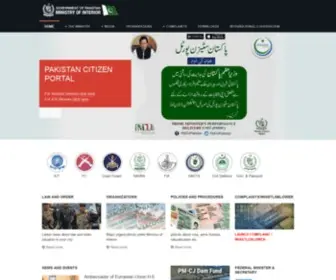 Interior.gov.pk(The Official Website of Ministry of Interior) Screenshot