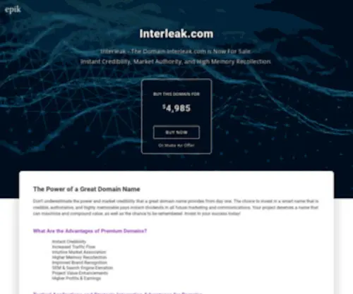 Interleak.com(Make an Offer if you want to buy this domain. Your purchase) Screenshot