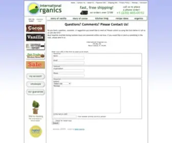 International-Organics.com(Contact Us Form) Screenshot