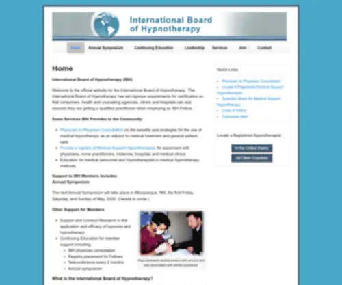 Internationalboardofhypnotherapy.com(Find medical hypnotherapist medical hypnotherapy training support) Screenshot