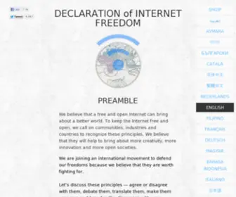 Internetdeclaration.org(Declaration of Internet Freedom) Screenshot