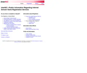 Internic.com(The Internet's Network Information Center) Screenshot