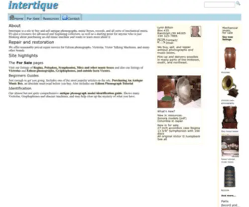 Intertique.com(Antique phonographs) Screenshot