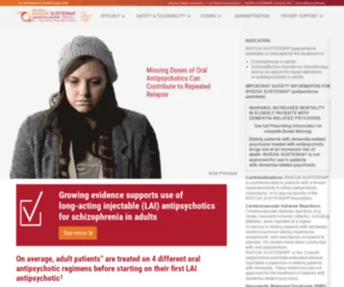 Invegasustennahcp.com(Find information for healthcare professionals about INVEGA SUSTENNA®) Screenshot