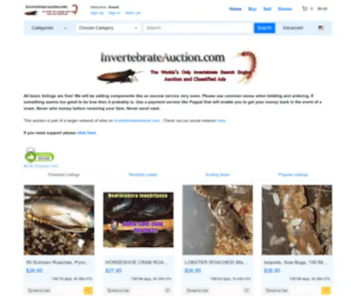Invertebrateauction.com(Invertebrateauction) Screenshot