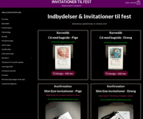 Invitationer-Til-Fest.dk(Smukke & Unikke Inbydelser til enhver begivenhed) Screenshot