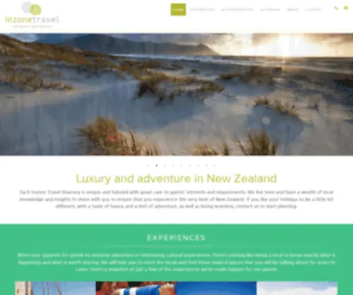 Inzonetravel.com(Luxury tailored vacations and holidays in New Zealand with Inzone Travel) Screenshot