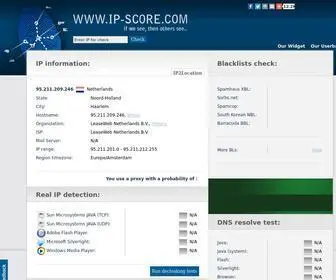 IP-Score.com(Check your IP address in system anti fraud detections) Screenshot