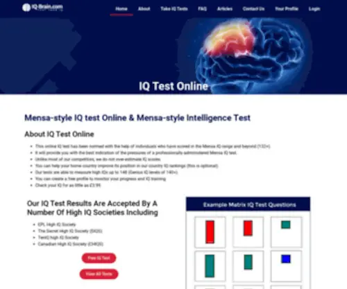IQ-Brain.com(Mensa IQ Test Online & Mensa Intelligence Test) Screenshot
