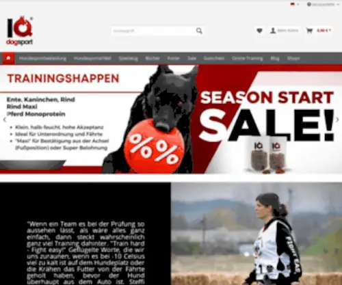 IQ-Dogsport.de(Angebote von Hundesportbekleidung und Hundesportartikel) Screenshot