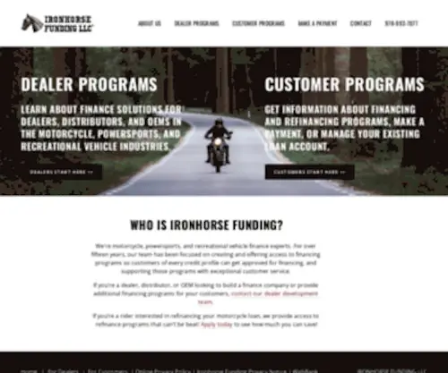 Ironhorsefunding.com(Finance Solutions for the Powersports Industry) Screenshot