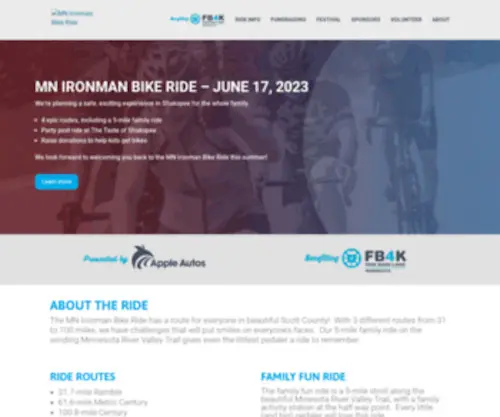 Ironmanbikeride.org(MN Ironman Bike Ride) Screenshot