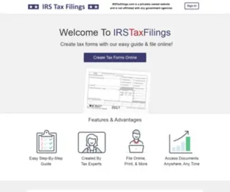 Irstaxfilings.com(Create & File) Screenshot
