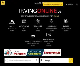 Irvingonline.us(Irving (TX) Business Listings) Screenshot