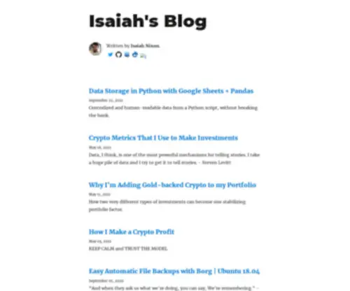 Isaiahnixon.com(Isaiah's Blog) Screenshot