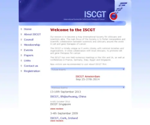 ISCGT.net(International Society for Cell and Gene Therapy of Cancer (ISCGT)) Screenshot