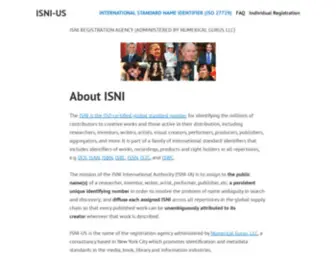 Isni-US.com(ISNI REGISTRATION AGENCY (ADMINISTERED BY NUMERICAL GURUS LLC)) Screenshot