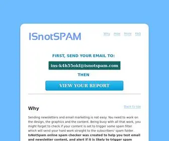 Isnotspam.com(Online Spam checker for newsletters and email marketing) Screenshot