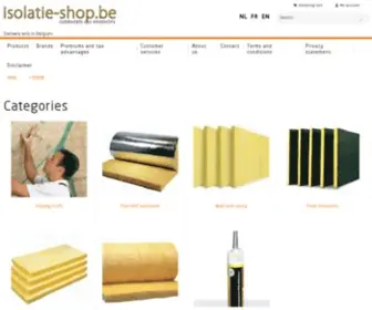 Isolatie-Shop.be(Insulation Shop sells rotswolproducten for fireproof insulation of homes) Screenshot