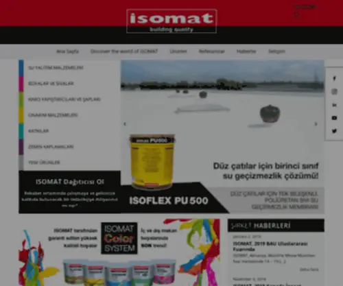 Isomat.com.tr(ISOMAT-Su Yalıtım Malzemeleri, Beton ve Harç Katkı Maddeleri, Karo Yapıştırıcıları ve Şapları, Tamir Malzemeleri, Boyalar ve Sivalar, Zemin Kaplamaları) Screenshot