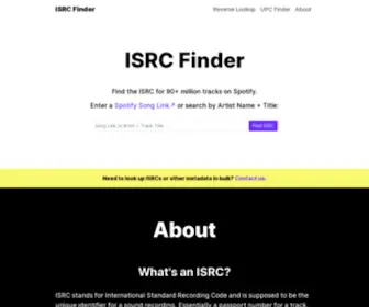 IsrcFinder.com(ISRC Search and Find tool utilising the largest ISRC database in the world) Screenshot