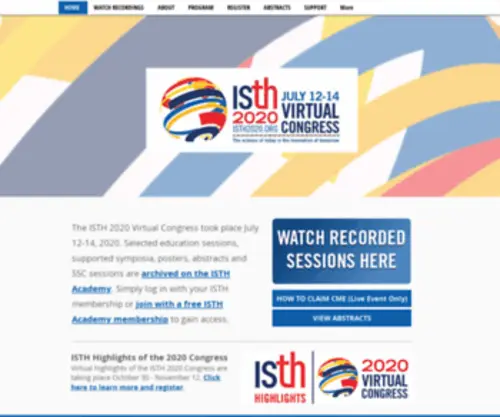 ISTH2020.org(The ISTH 2020 Congress) Screenshot