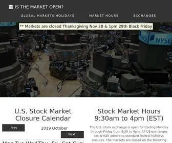 Isthemarketopen.com(U.S. Stock Market Hours & Holiday Closures for 2021) Screenshot