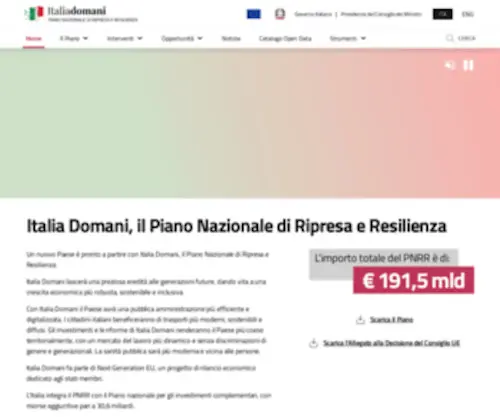 Italiadomani.gov.it(Italia domani) Screenshot