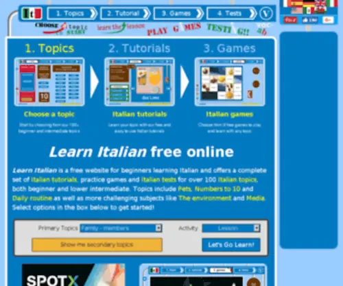 Italian-Games.net(Italian games free online for beginners learning Italian with audio @) Screenshot