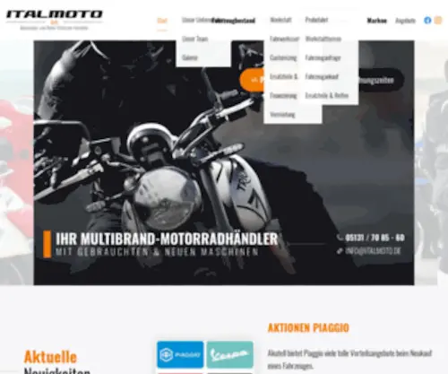 Italmoto.de(Motorradhandel und Vertragswerkstatt in Garbsen bei Hannover) Screenshot