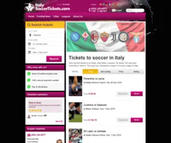Italysoccertickets.com(Tickets to soccer in Italy with AC Milan) Screenshot