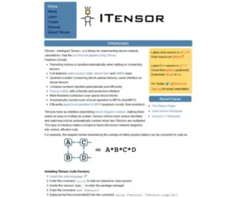 Itensor.org(Intelligent Tensor Library) Screenshot