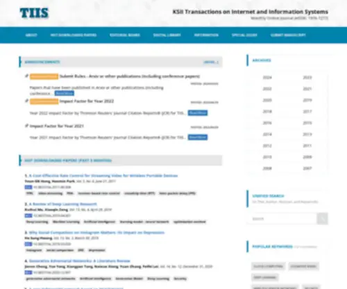 Itiis.org(KSII Transactions on Internet and Information Systems) Screenshot