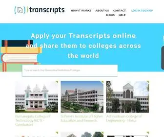 Itranscripts.in(Transcripts for colleges and universities in India) Screenshot
