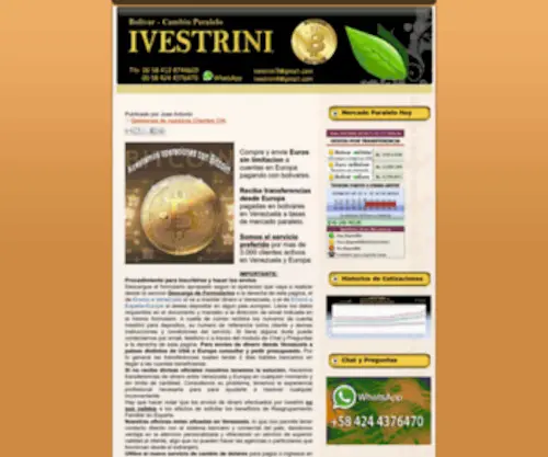 Ivestrini.com(IVESTRINI envio de dinero a Venezuela cambio euro paralelo bolivar hoy transferencia) Screenshot