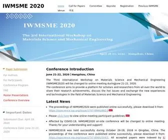 Iwmsme.org(The Third International Workshop on Materials Science and Mechanical Engineering (IWMSME 2020)) Screenshot