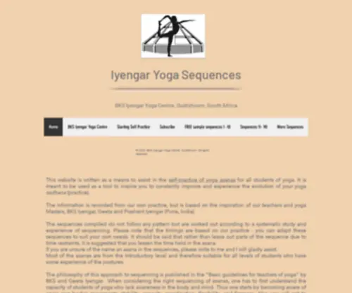 Iyengar-Yoga-Sequences.com(Iyengar-Yoga-Sequences at the BKS Iyengar Yoga Centre, Oudtshoorn, SA) Screenshot