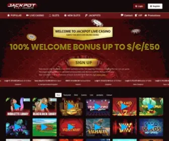 Jackpotlivecasino.com Screenshot