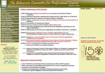 JacPcldce.ac.in(Admission Committee for Professional Courses (ACPC)) Screenshot