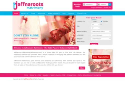 Jaffnaroots.com(Jaffnaroots Matrimony) Screenshot