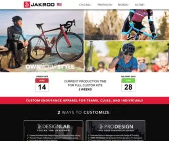 Jakroo.com(Jakroo Custom Cycling Apparel Home) Screenshot