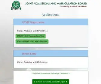 Jamb.org.ng(Joint Admissions And Matriculation Board (Post Registration e) Screenshot