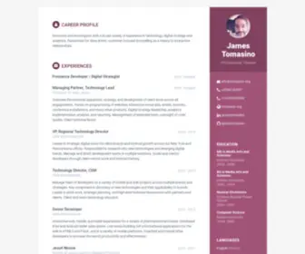 Jamestomasino.com(James Tomasino's Resume) Screenshot