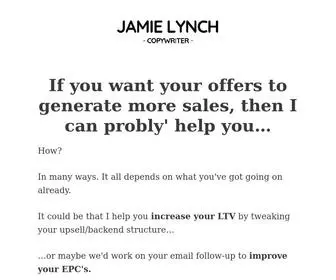 Jamielynch.com(I help you make money by writing better copy) Screenshot